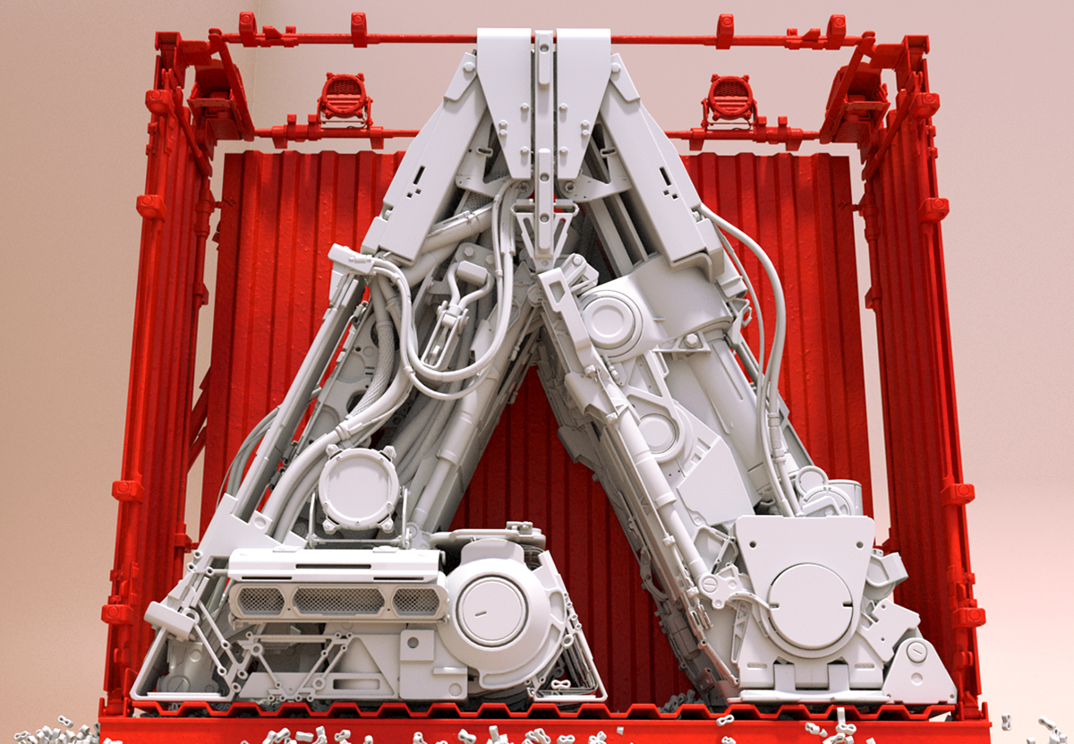 adobe 3d design type industrial container Icon red metal detail ambient occlusion