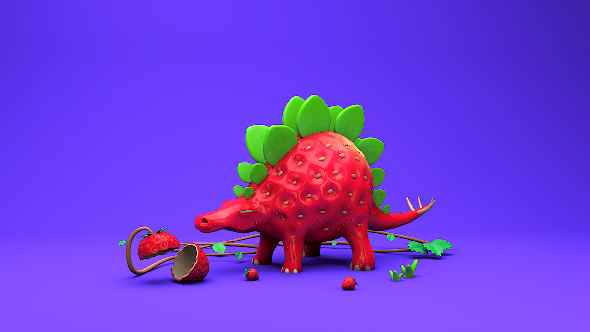 3D cinema4d Dino dinosaurs Fruit Renders healthy Photography  realistic t-rex
