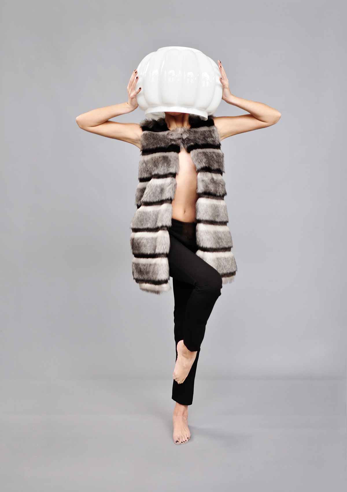 dress Dresscode store woman blackwhite shooting Lamp design Fur leather paper gray naked Mockup nude