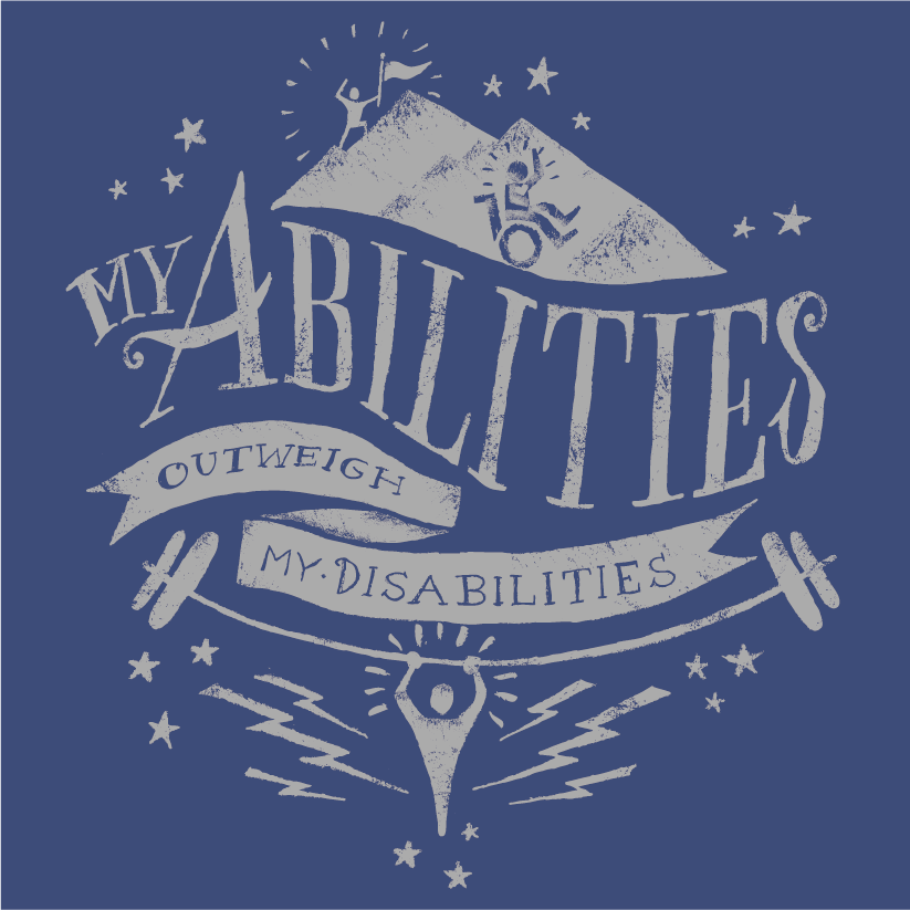 autism design tshirt booster wheelchair mountain abilites disabilities disability special needs stars strength dumbbell skills joy