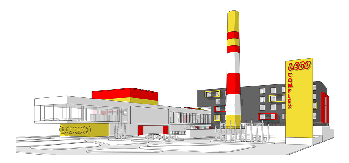 LEGO industrial administration complex exhibition complex Kyiv revit 3dsmax corona
