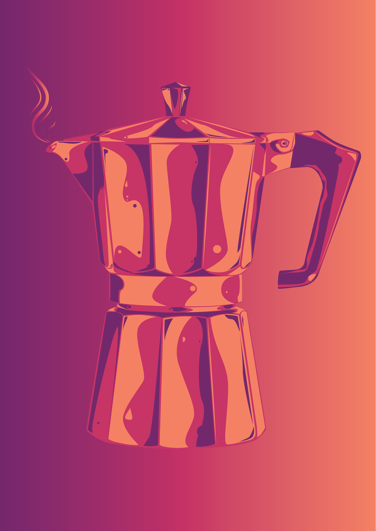 Illustrator ILLUSTRATION  Coffee gradient Moka pot typograpy