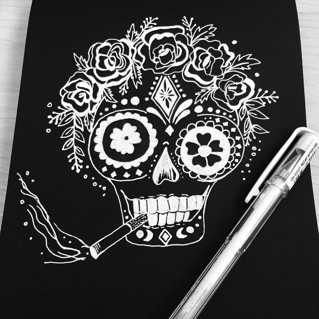 Image may contain: drawing, sketch and skull