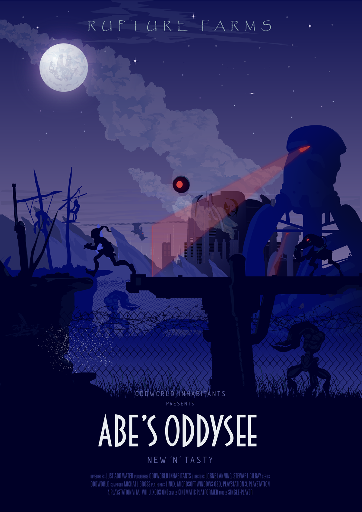 Gaming posters abe's oddysee oddworld oddysee New 'n' Tasty playstation Silhouette graphics vector fantasy Landscape landscape vector Gaming Posters Movie Posters
