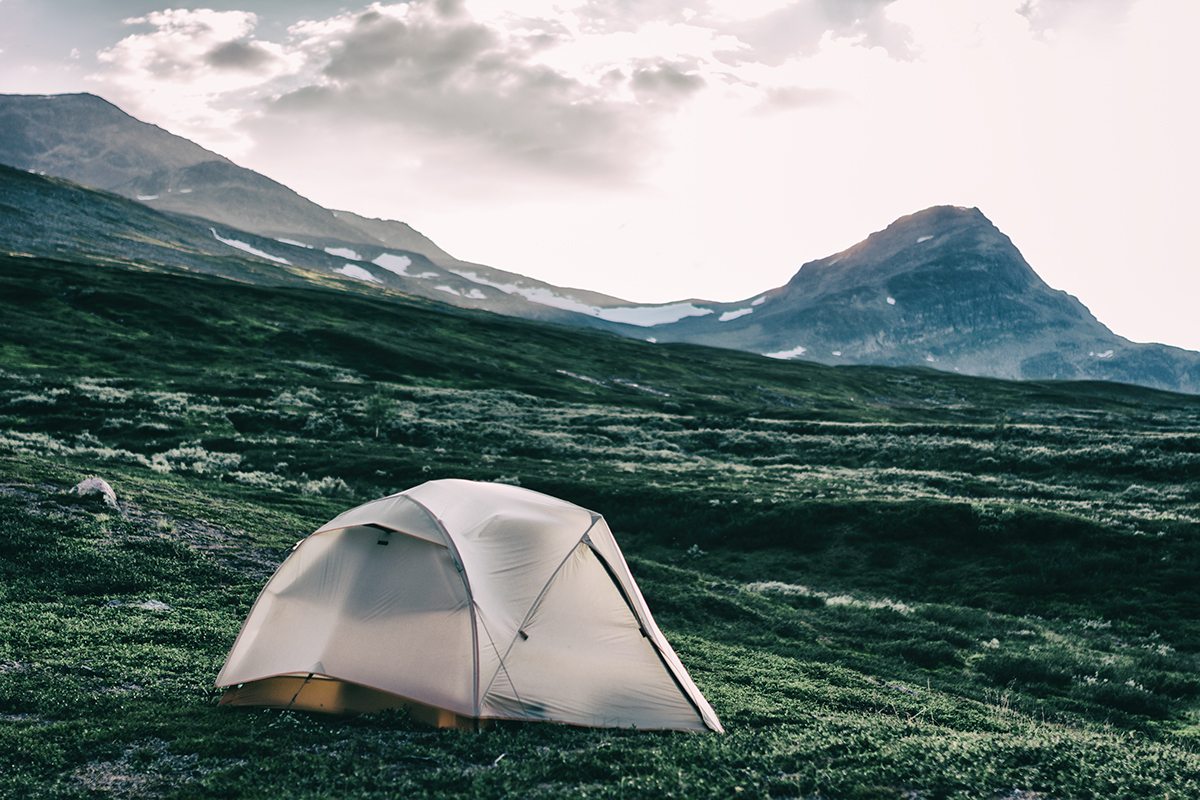 Midnight Sun Sweden trekking camping hiking tent Landscape Nature outdoors solitude Arctic Sun summer