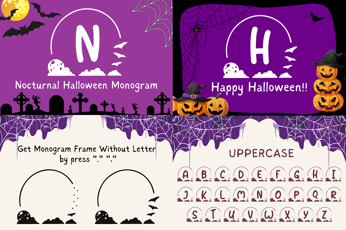 Advertising  bundle craft font Halloween halloween bundle halloween font halloween monogram Logo Design monogram