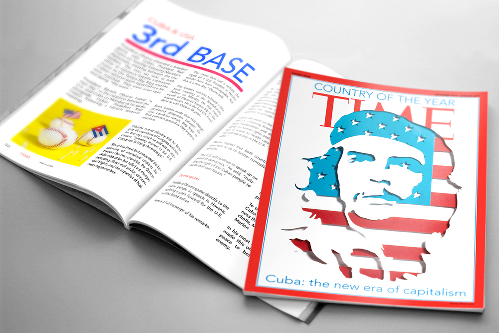 3D 3dpaper 3Dillustration cuba usa che Che Guevara capitalism editorial design Time Magazine magazine papercut