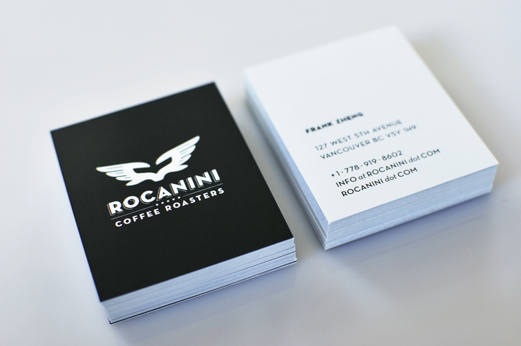 Coffee coffee-shop cafe Roaster logo identity Urban italian rocanini Packaging labels giftcard business card vancouver Richmond Canada
