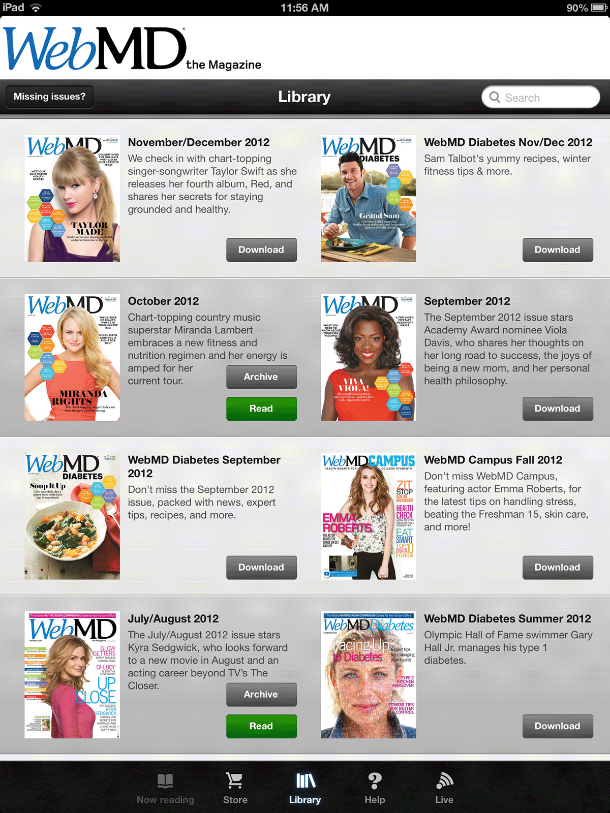 iPad App webmd the magazine Mobile app newsstand