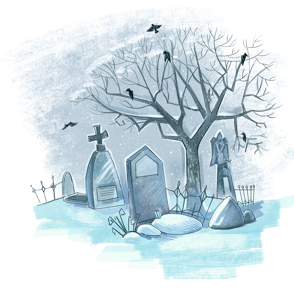 cemetery Digital Art  gothic horror ILLUSTRATION 