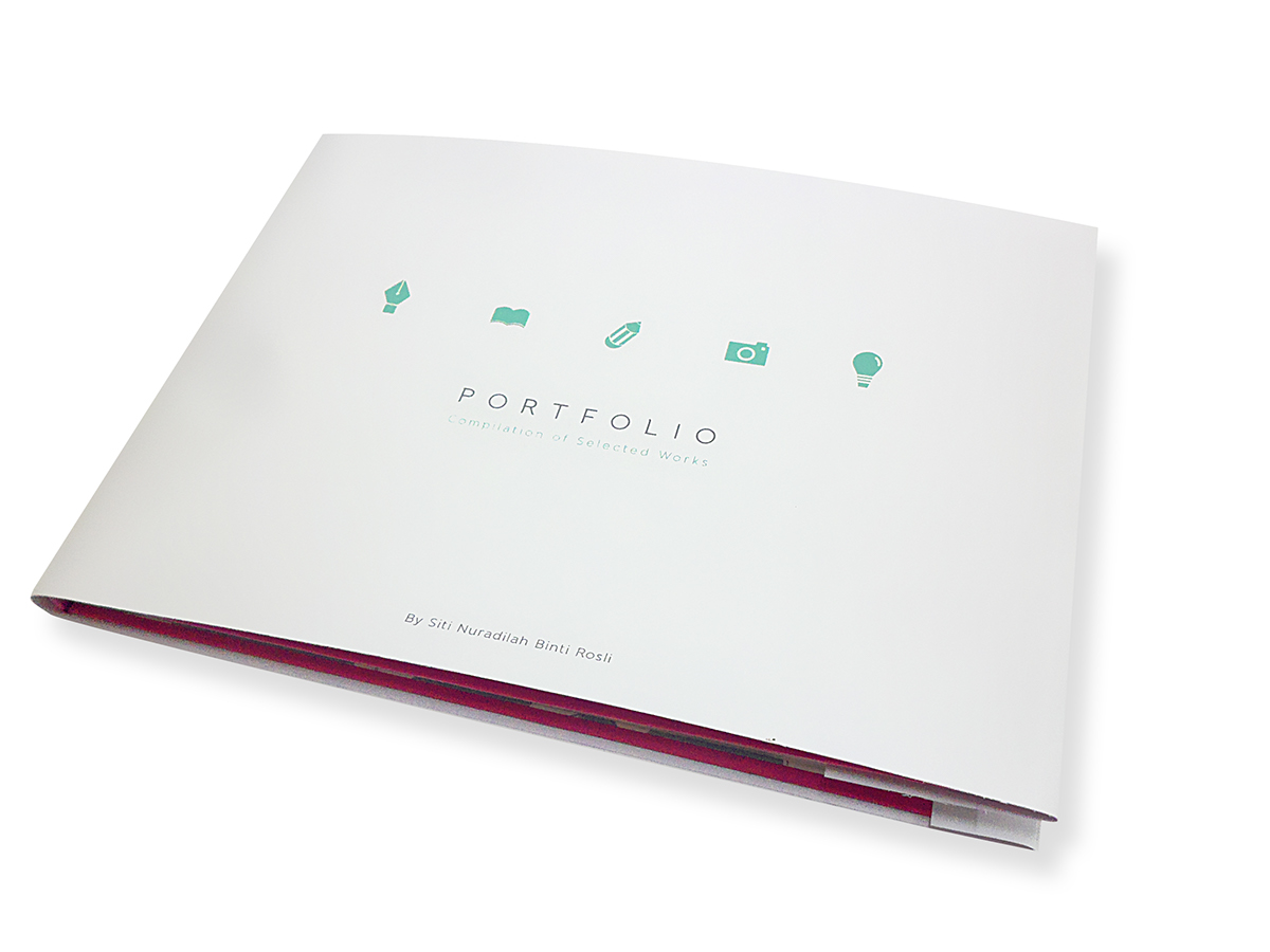 Icon portfolio Self Promo book Layout page design hardcover cover manual