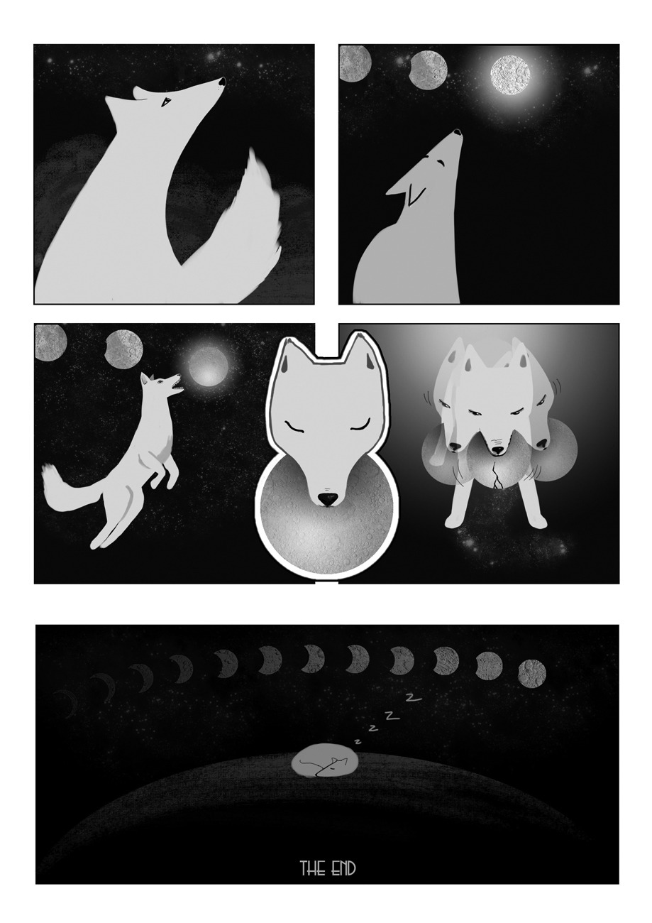 FOX 13th moon glorioasa fanzina white fox digital brush texture comic short story banda desenata cluj