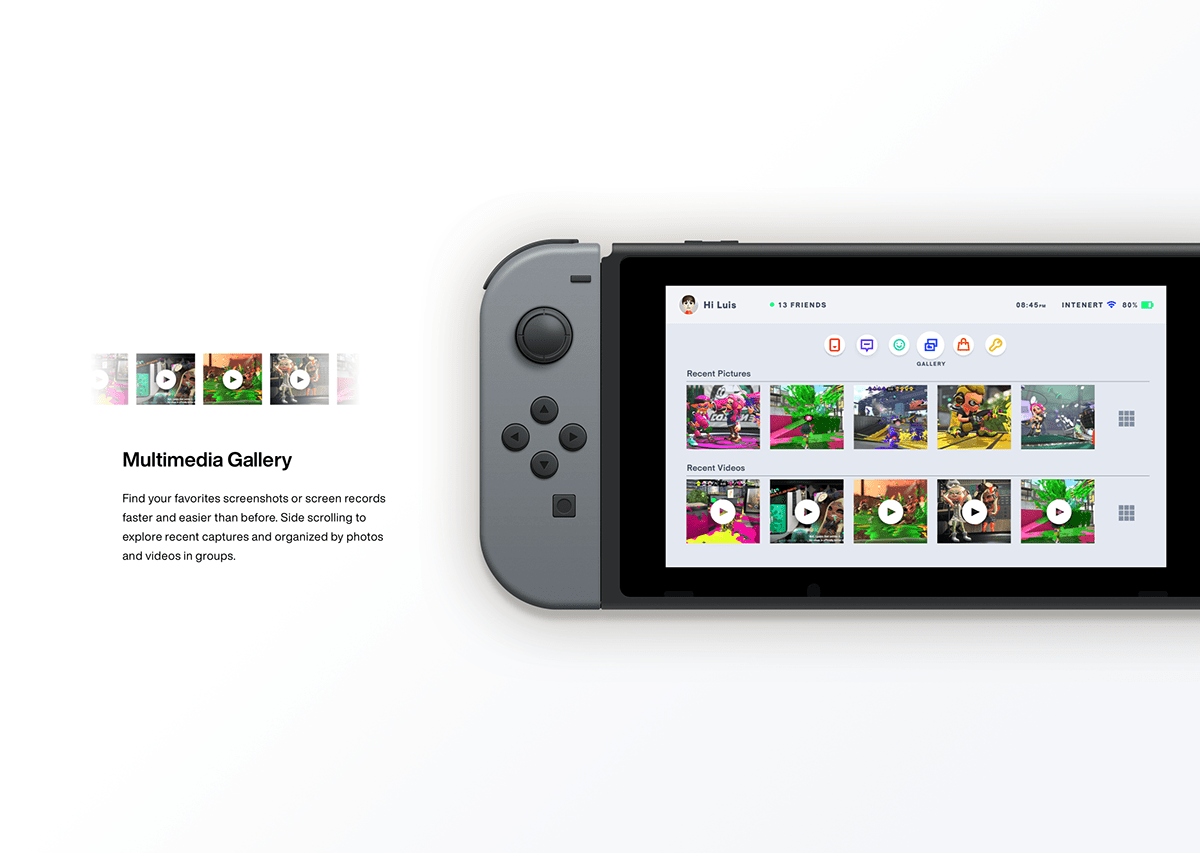 Nintendo Interface Games UI ux sketch Illustrator screens switch console