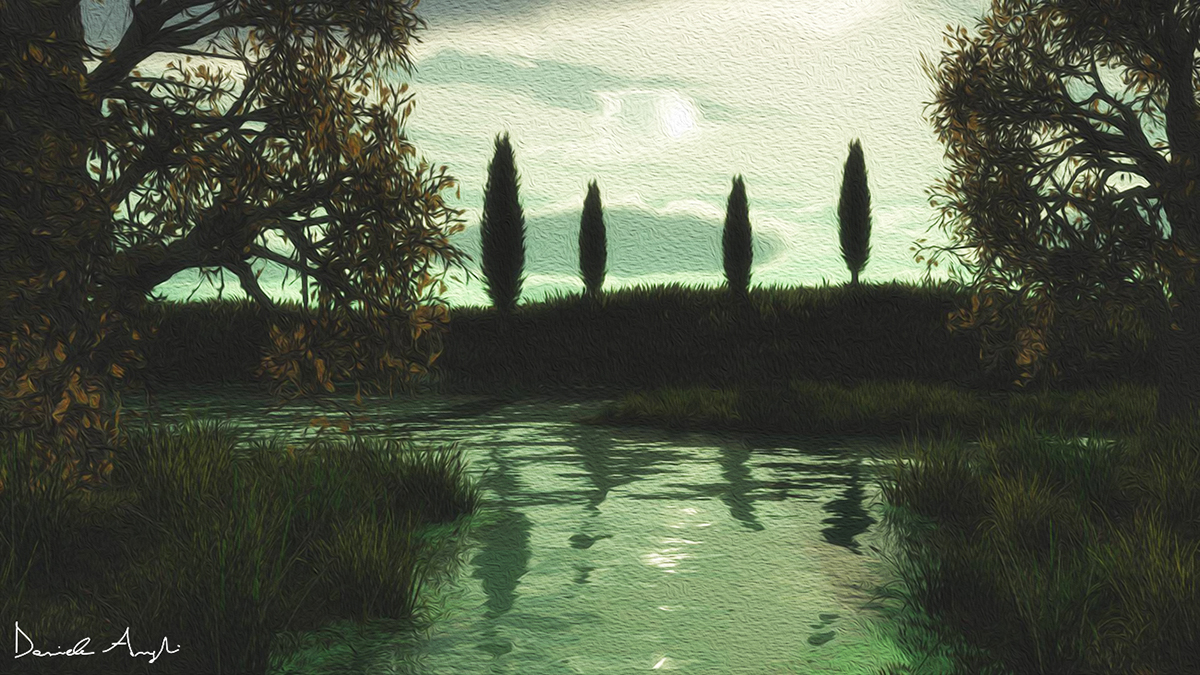 Tuscany Orcia Valley Digital Art  Landscape digital nature graphic design  ILLUSTRATION  art