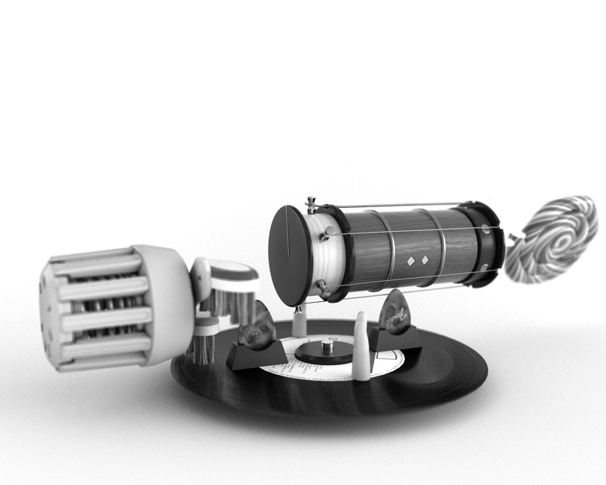 Adobe Portfolio 3D mechanics perpetuum mobile black and white Cat Generator led light bulb cycle