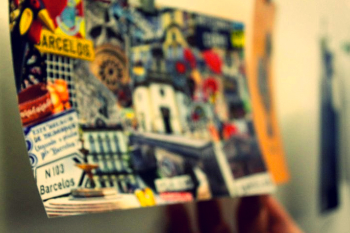 Barcelos Portugal postal postcard city Tradições traditions collage colagem