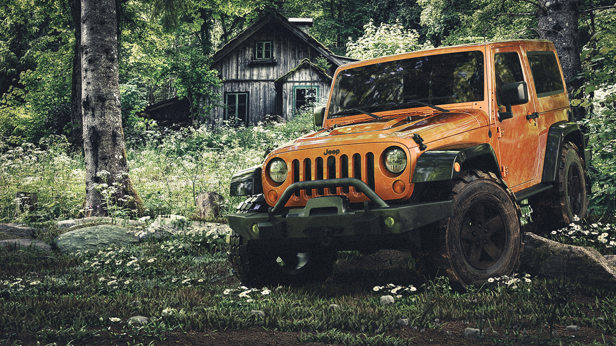 jeep Wrangler 3D Renderman photorealistic