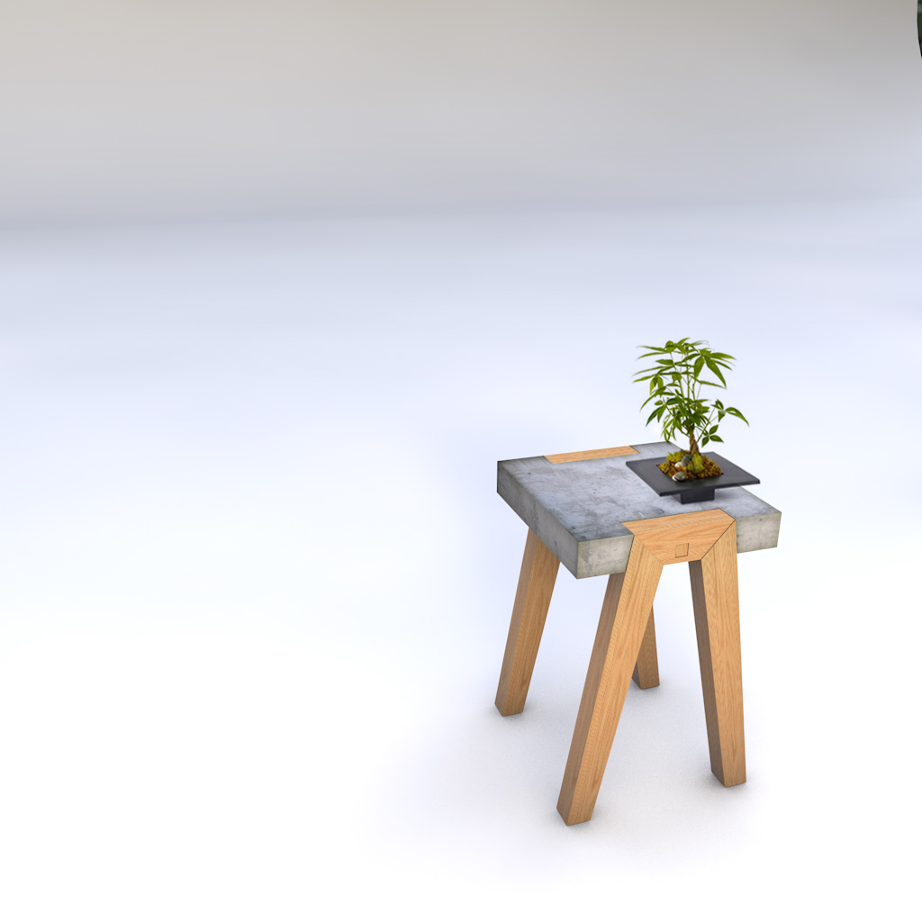 furniture concrete wood pine side table table