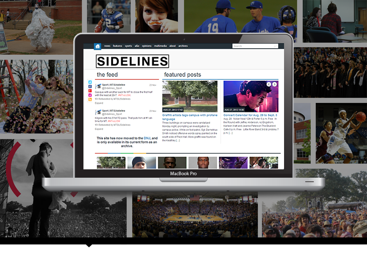 mtsu middle tennessee state University Web UI graphic design logo sidelines newspaper online social media ux