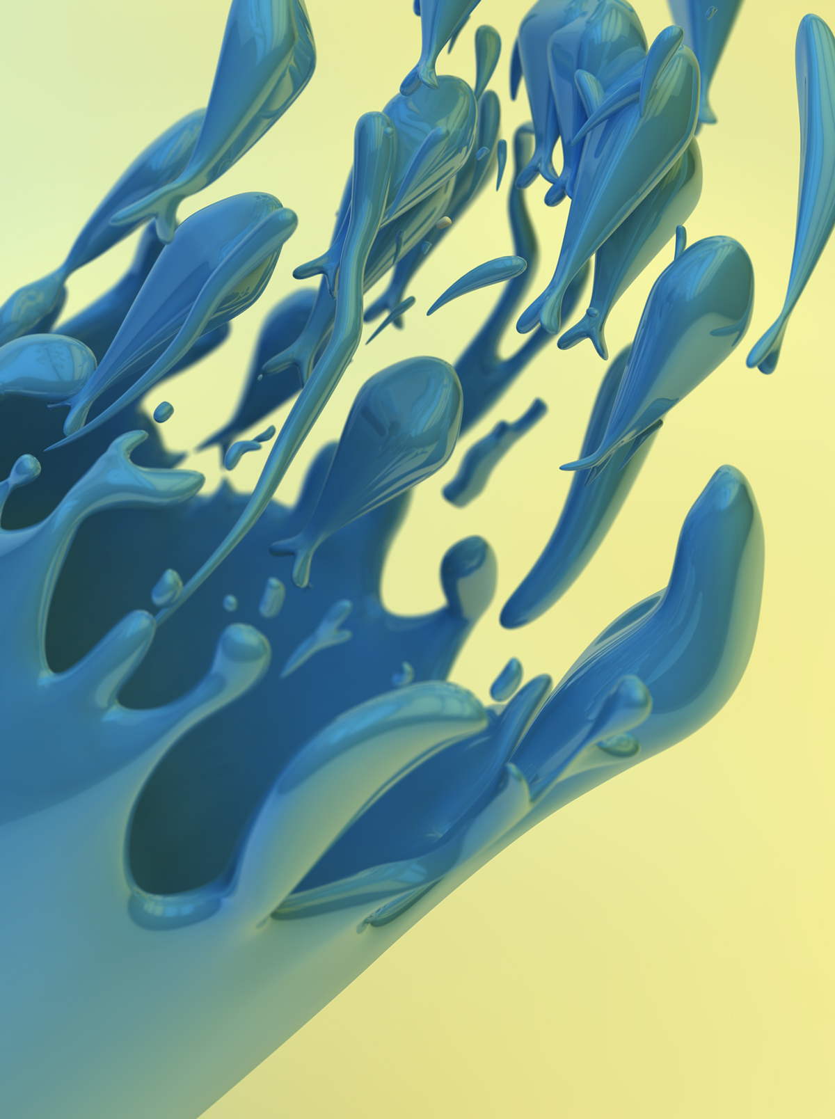 wine fish yellow blue 3D cinema 4d swirl vineyard bodegas terras gauda abstract graphic design CGI