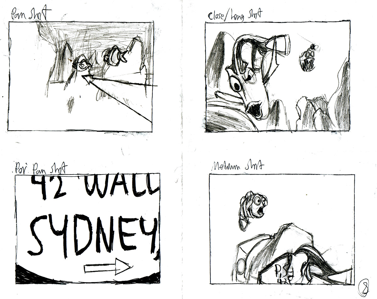 mario ulloa disney pixar animatic finding nemo drawn recreation shot cut storyboard catoon