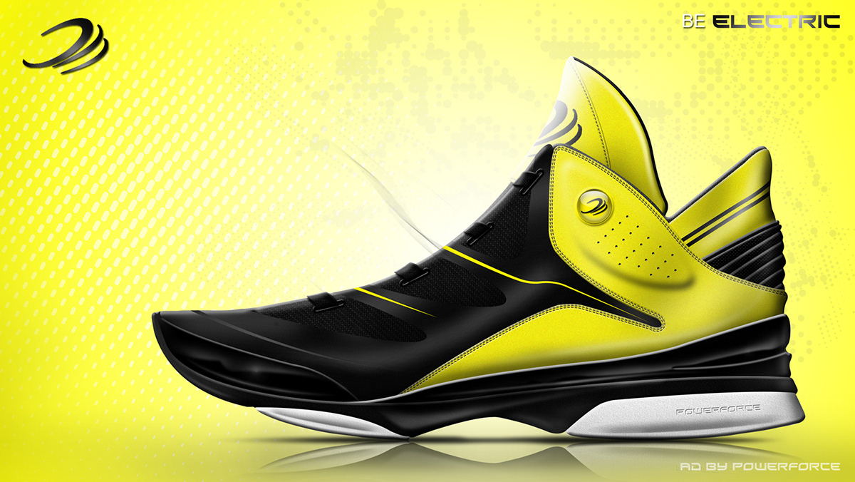 Quintin Williams Power Force Apparel basketball footwear design rendering concept eletric SCAD sneaker