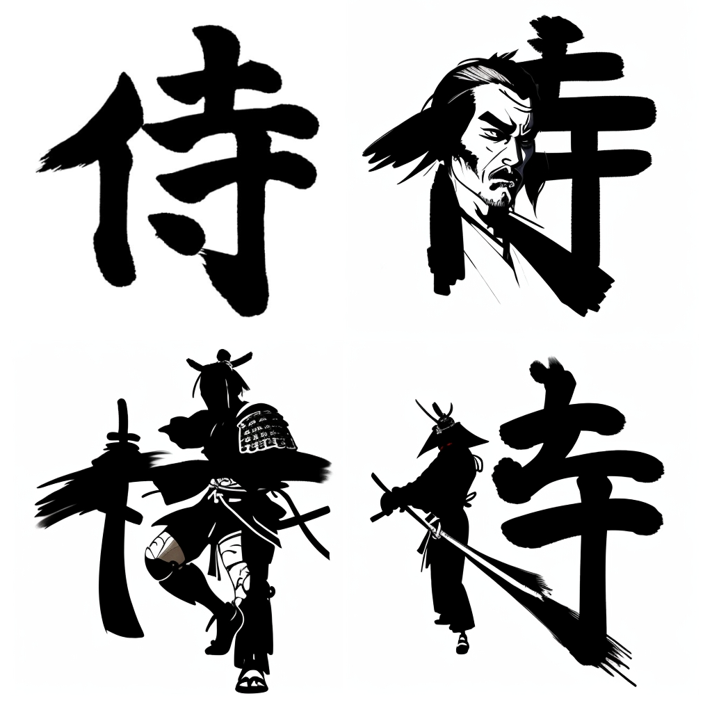 Graphic variations of the Japanese character for samurai.
