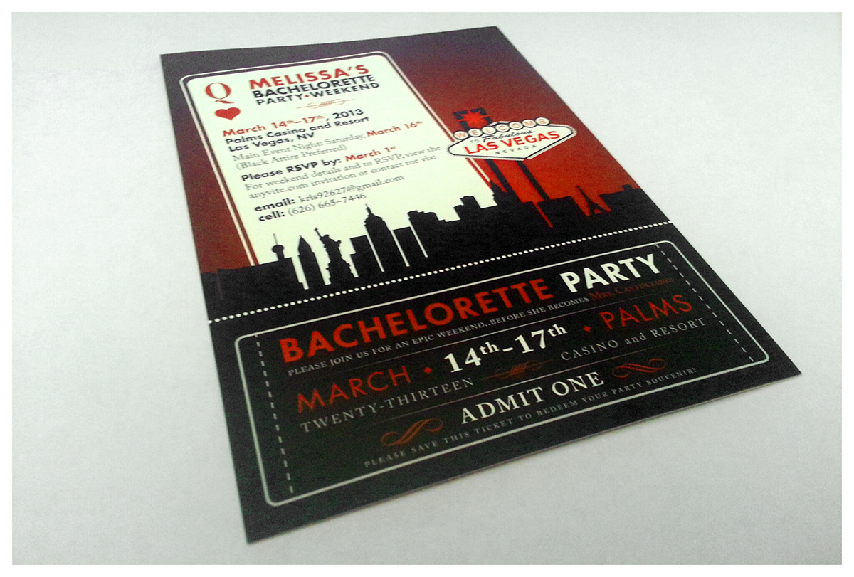 Invitation invite party Vegas ticket bachelorette