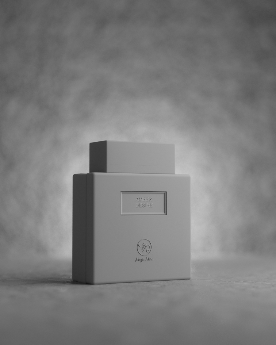perfume 3D visualization logo sketch realistic bottle Packaging Amber Fragrance