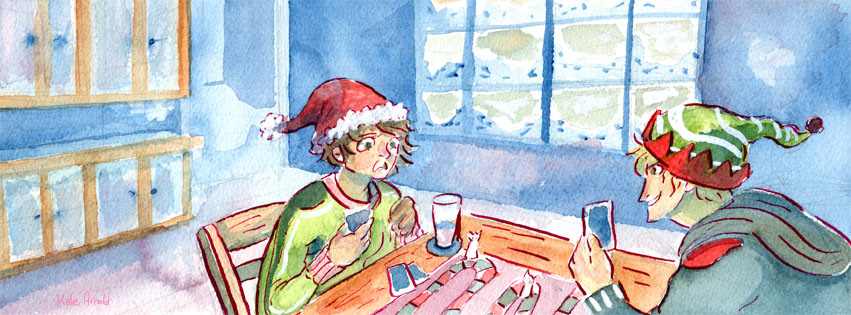 facebook facebook cover Christmas new years challenge Fun cute characters story narrative watercolor digital family friends