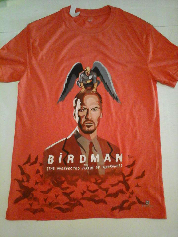 ro.handpainted birdman iñarritu   movie cult oscar Cinema handpainted handmade MichaelKeaton edwardnorton emmastone tshirt
