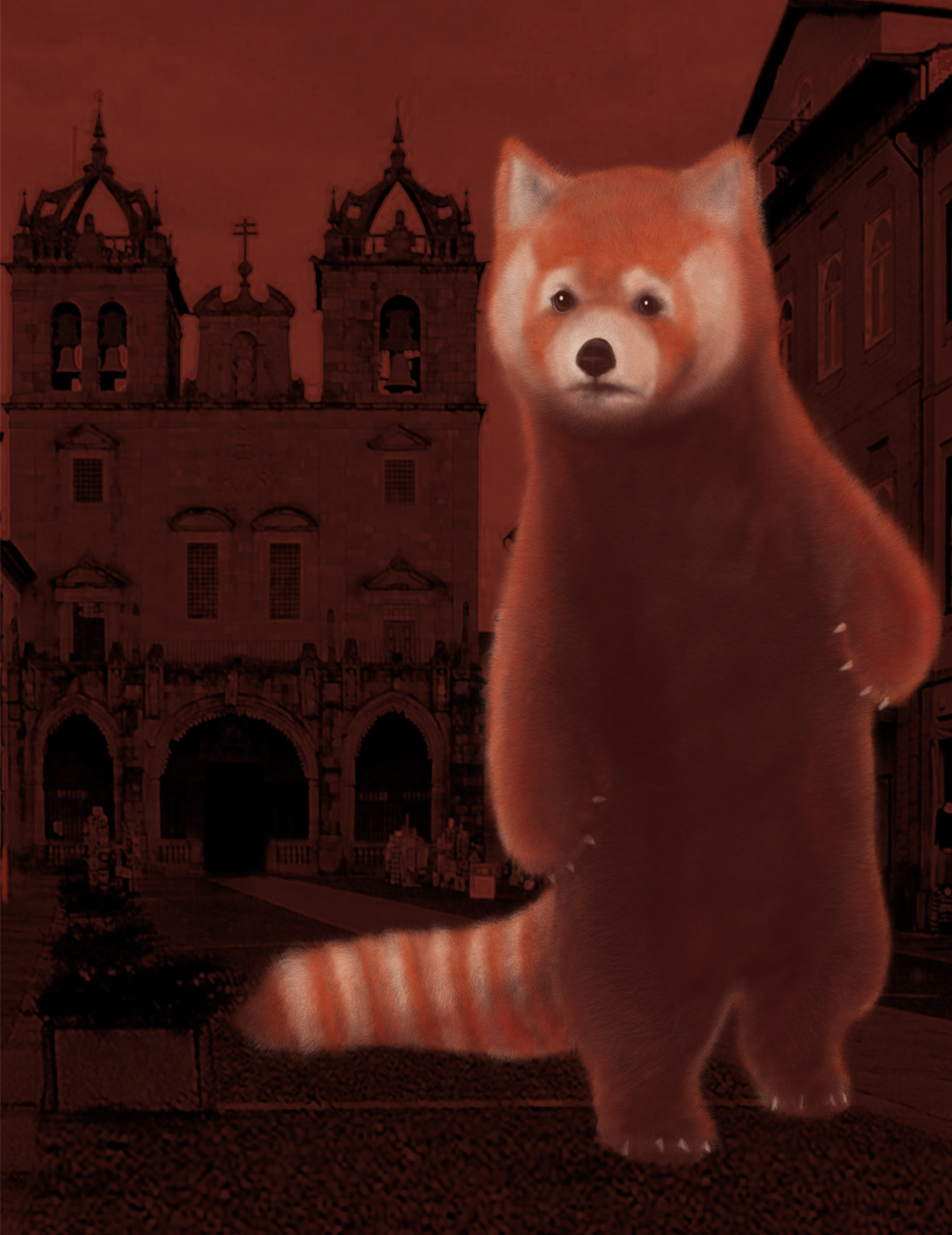 Panda  red panda animal desenho Portugal porta 253 band gig poster red orange Fur furry texture concert wacom