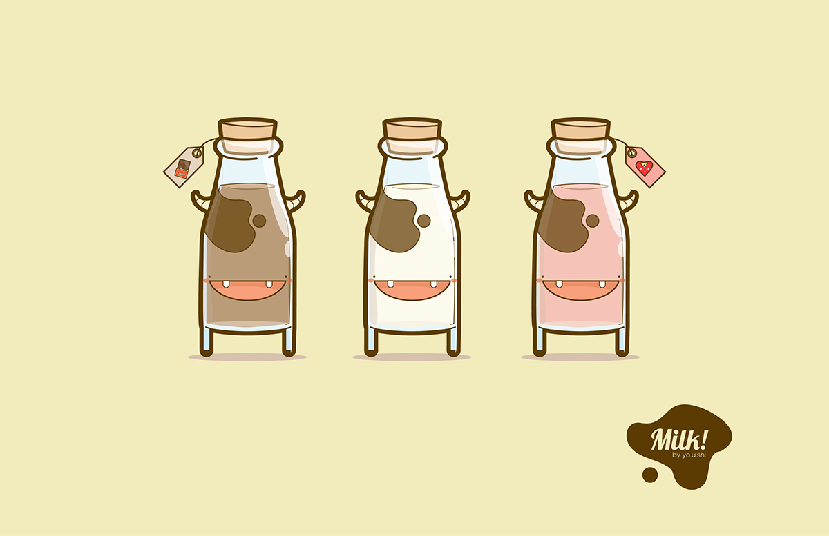 cow milk Character vector bottle milk bottle