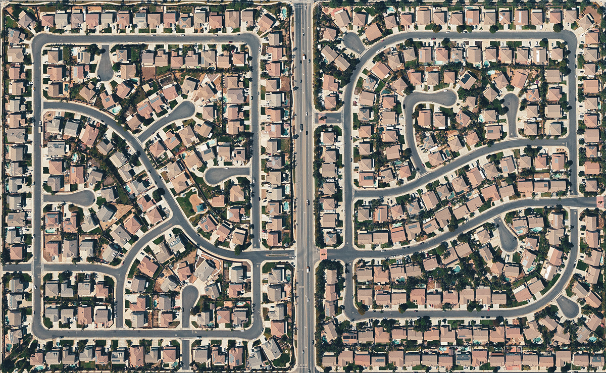 Los Angeles California Aerial real estate housing suburbs fine art sunset traffic Fine Arts 