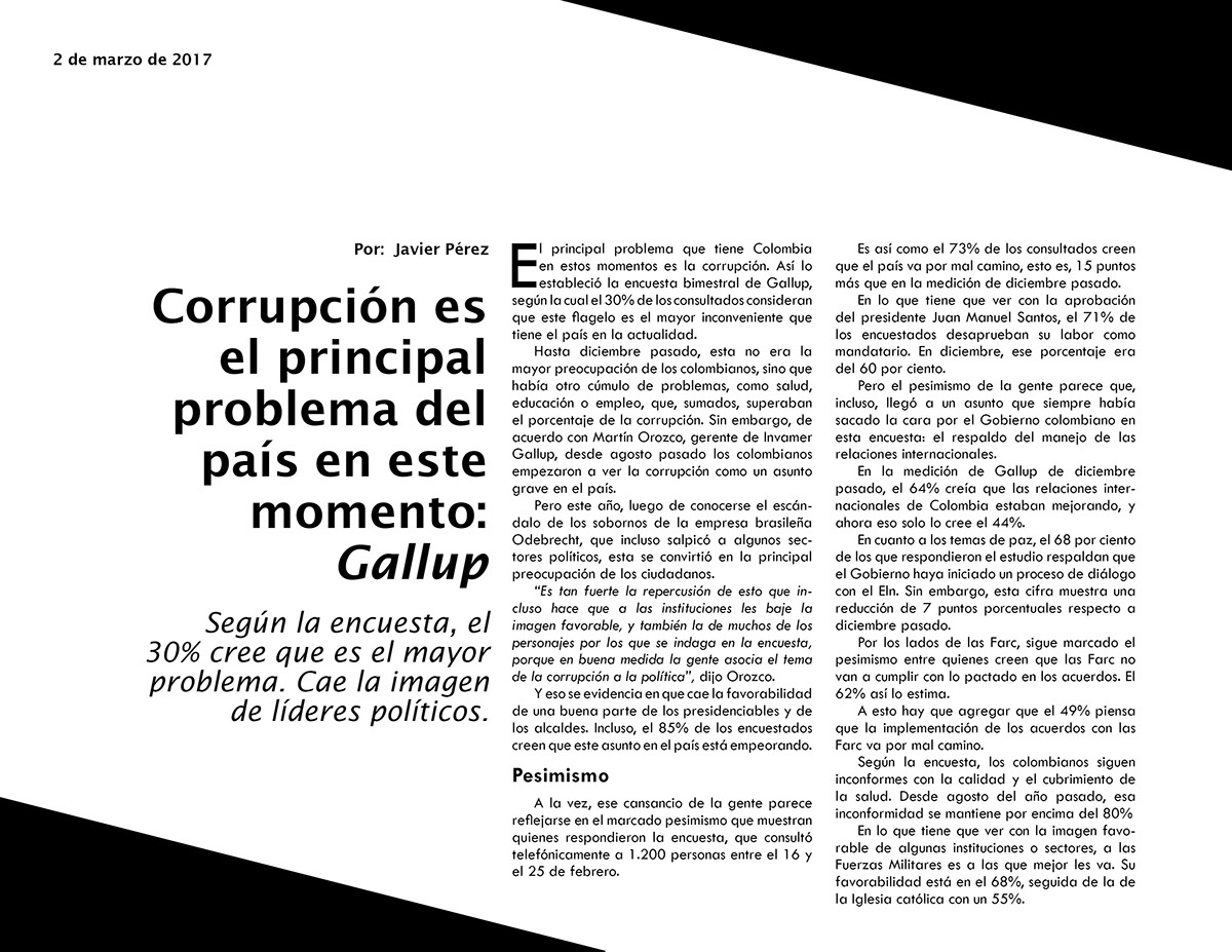 Corrupción colombia principal problema gallup