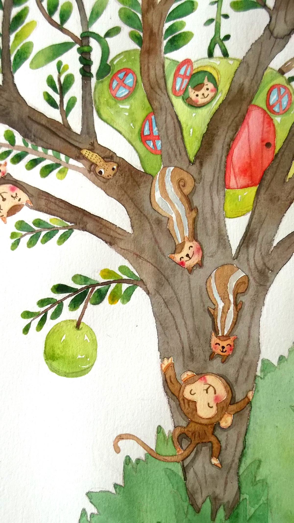 Illustrator animal Children's Books | floating market watercolor