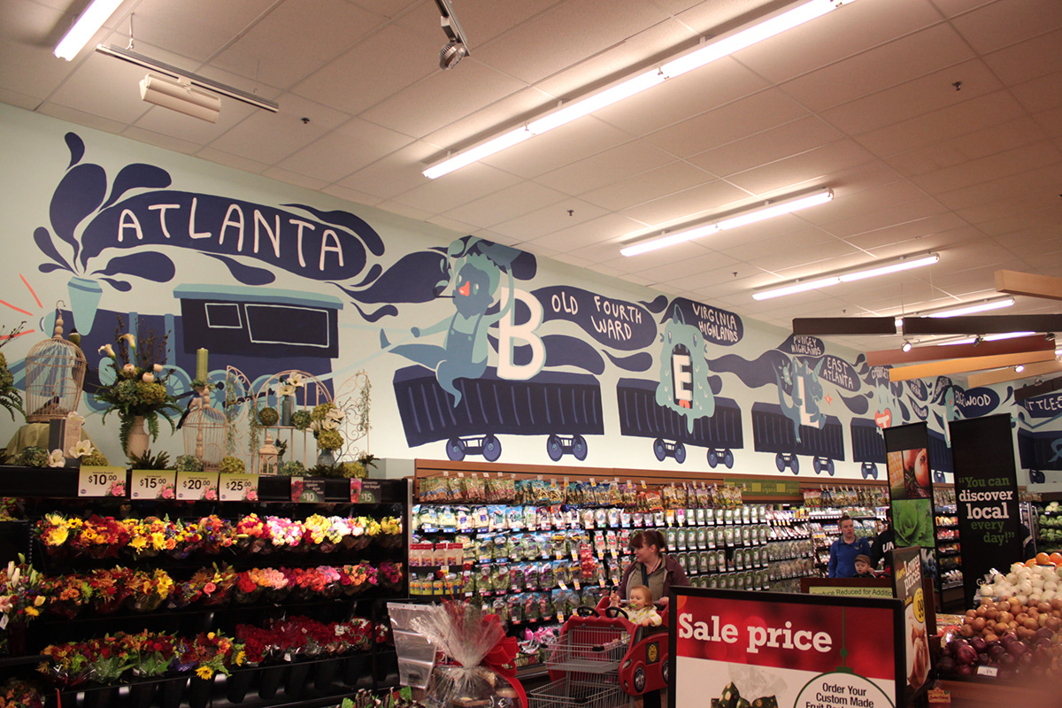 Mural kroger Competition 24hour challenge 2nd place cartoon train SCAD generate