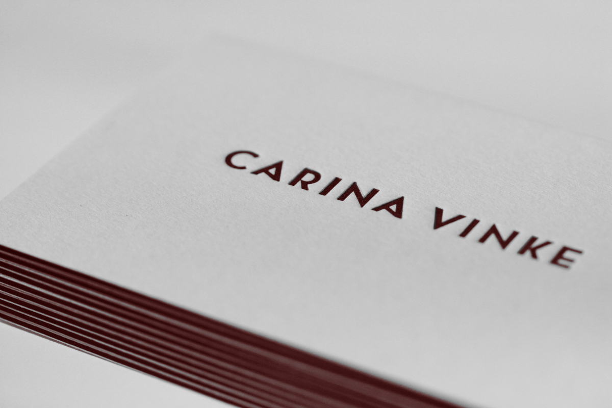letterpress business card minimalistic identity Personal Identity brown White carina vinke design cards colorplan triplex