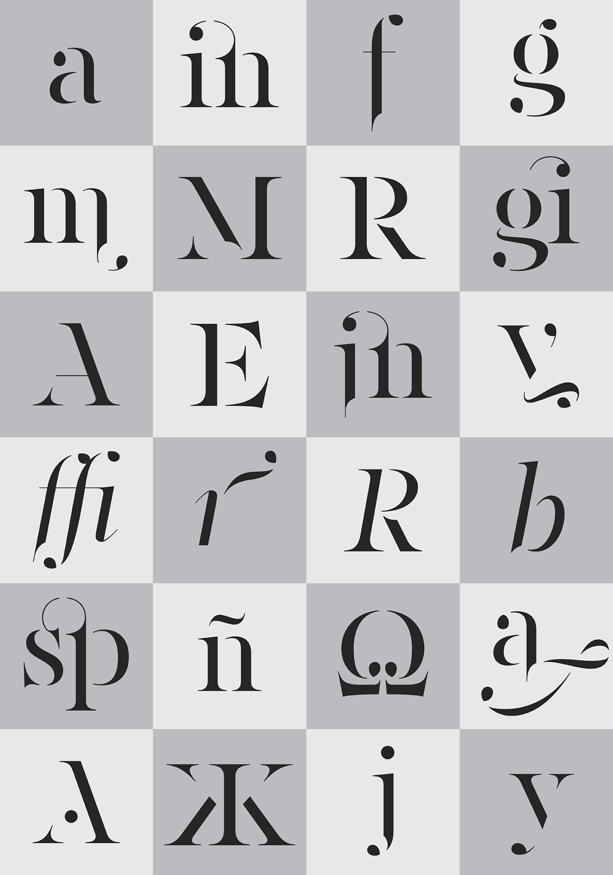 fashion design graphic specimen PF Regal Stencil parachute fonts type design font Typeface serif trends magazines