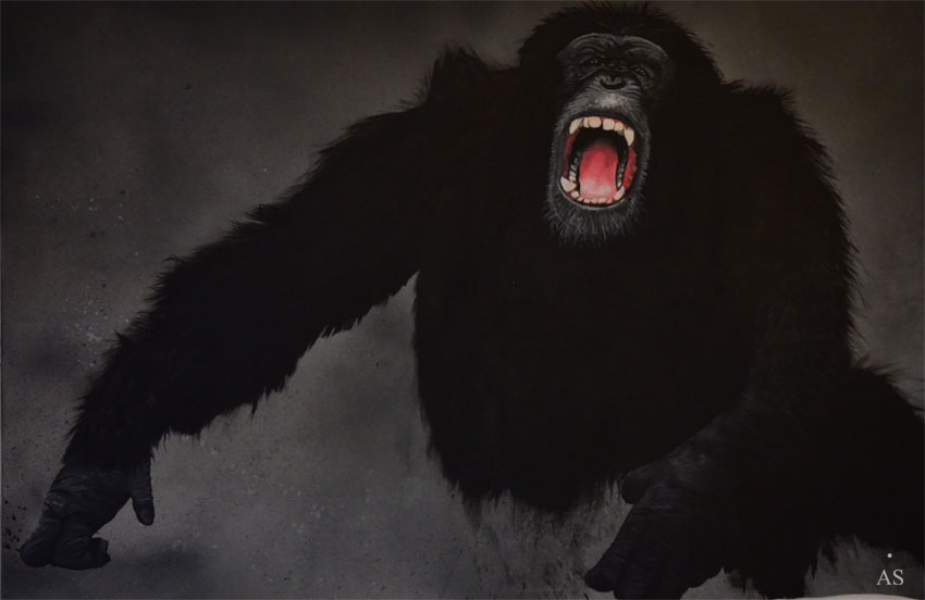 acrylic  Panther Spraycan wild  animals art bird Gorillas ape