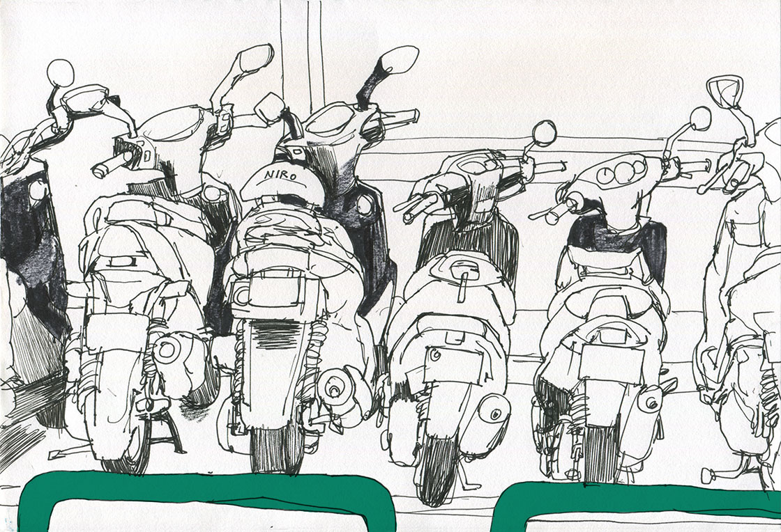 motorcycles macau Street sketchbook parking parking sign