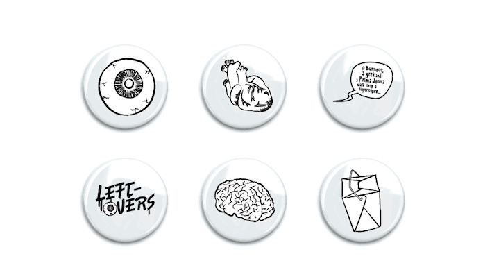 Theatre poster buttons stickers black and white vector art adobe illustrator print zombie guts half tone