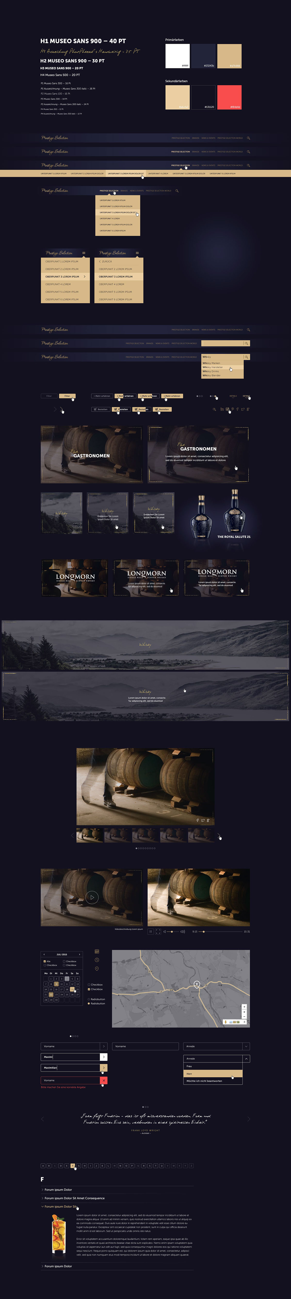 pernod Ricard Web Screendesign absolut Vodka the glenlivet strathisla Zum goldenen Hirschen Prestige Selection beefeater chivas martell Whisky champagner