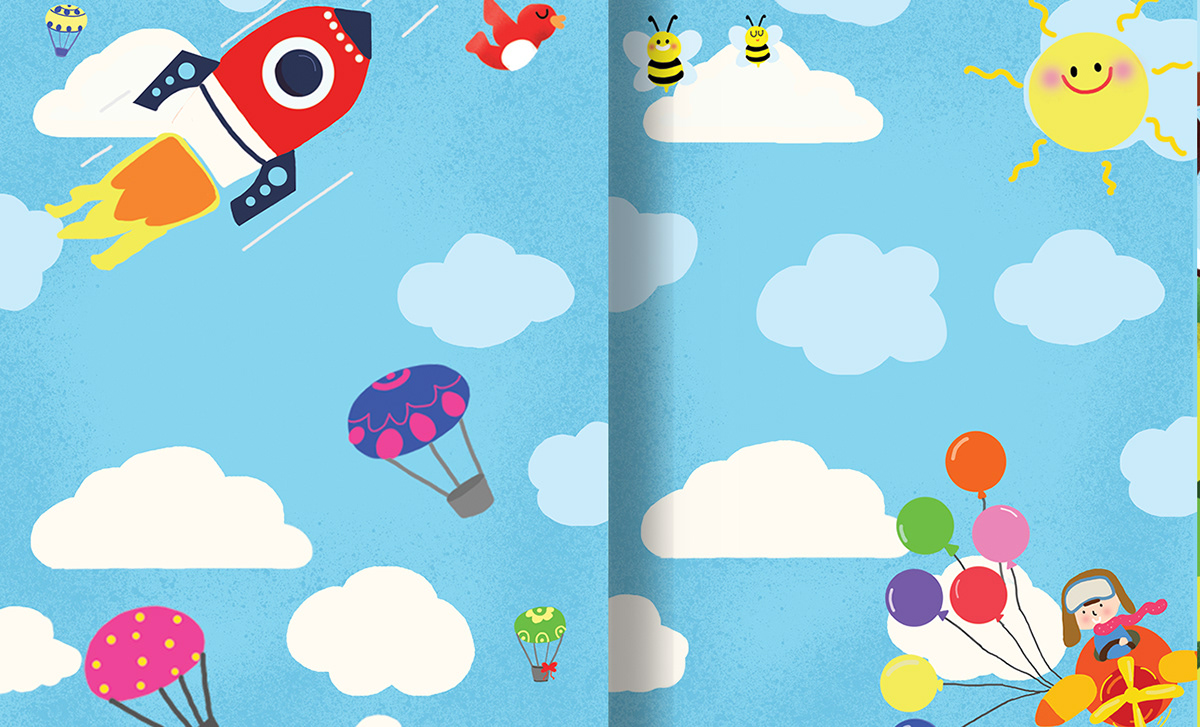 children's illustration book forest rocket birds SKY Island sea colours kids Education counting ten twenty