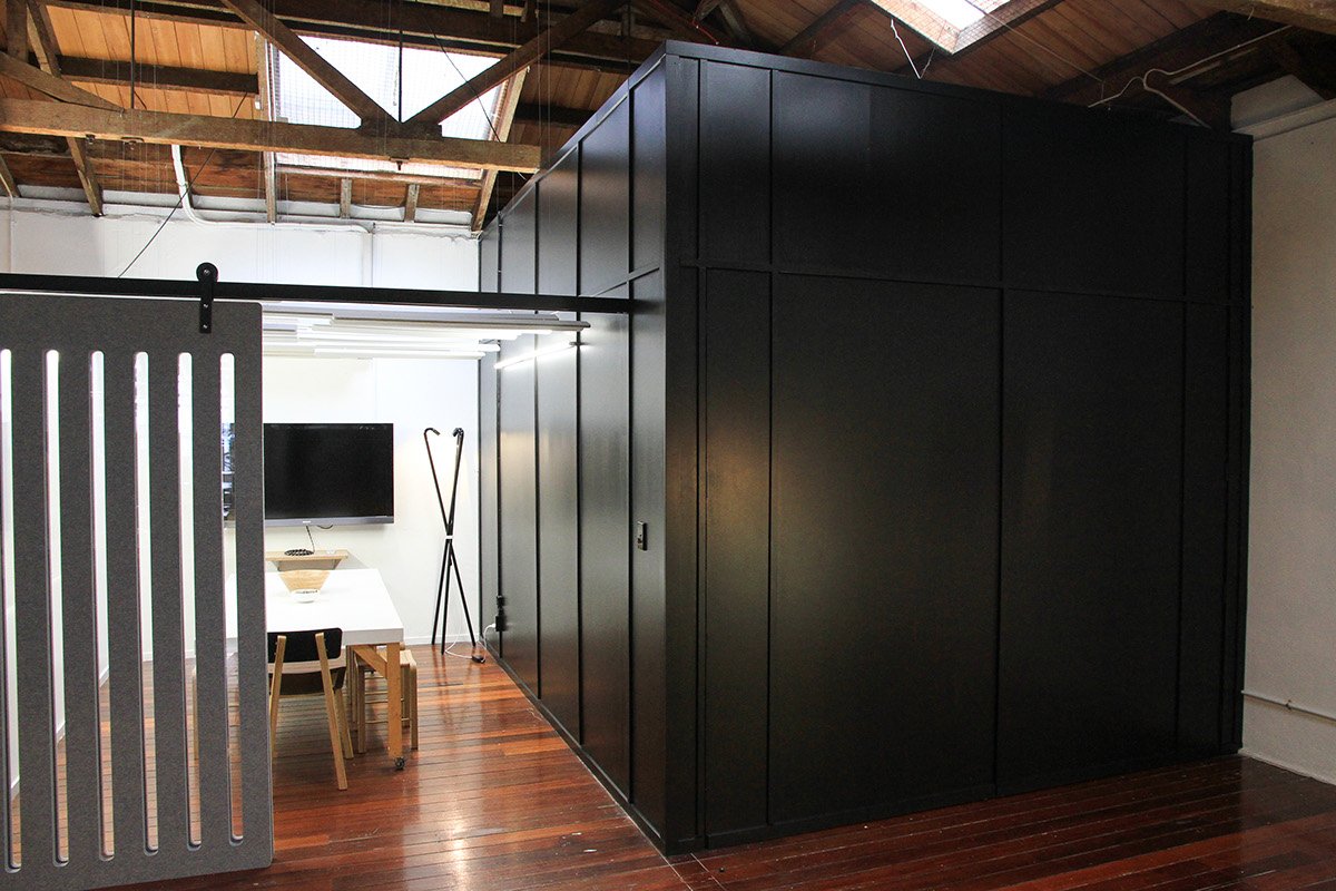 Think and Shift Think & Shift The Aviary  studio Work  Office shared space green wood pitch auckland New Zealand Black box