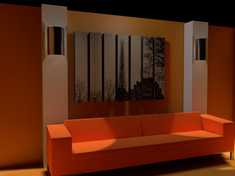 sofa frame 3D cinema4d c4d Render room dark orange