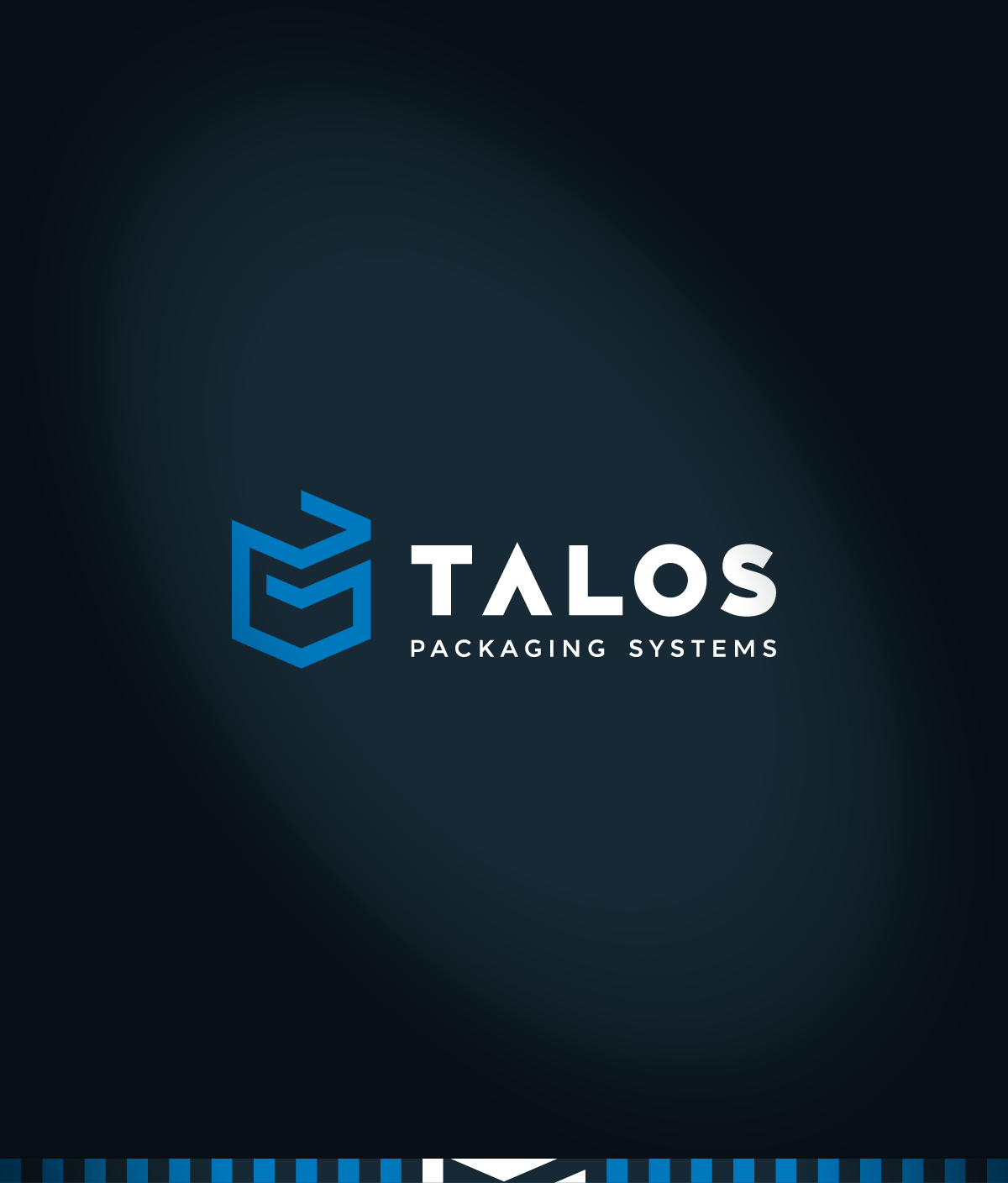 Talos Packaging machine Shrink hood Dynamic strong identity blue giant