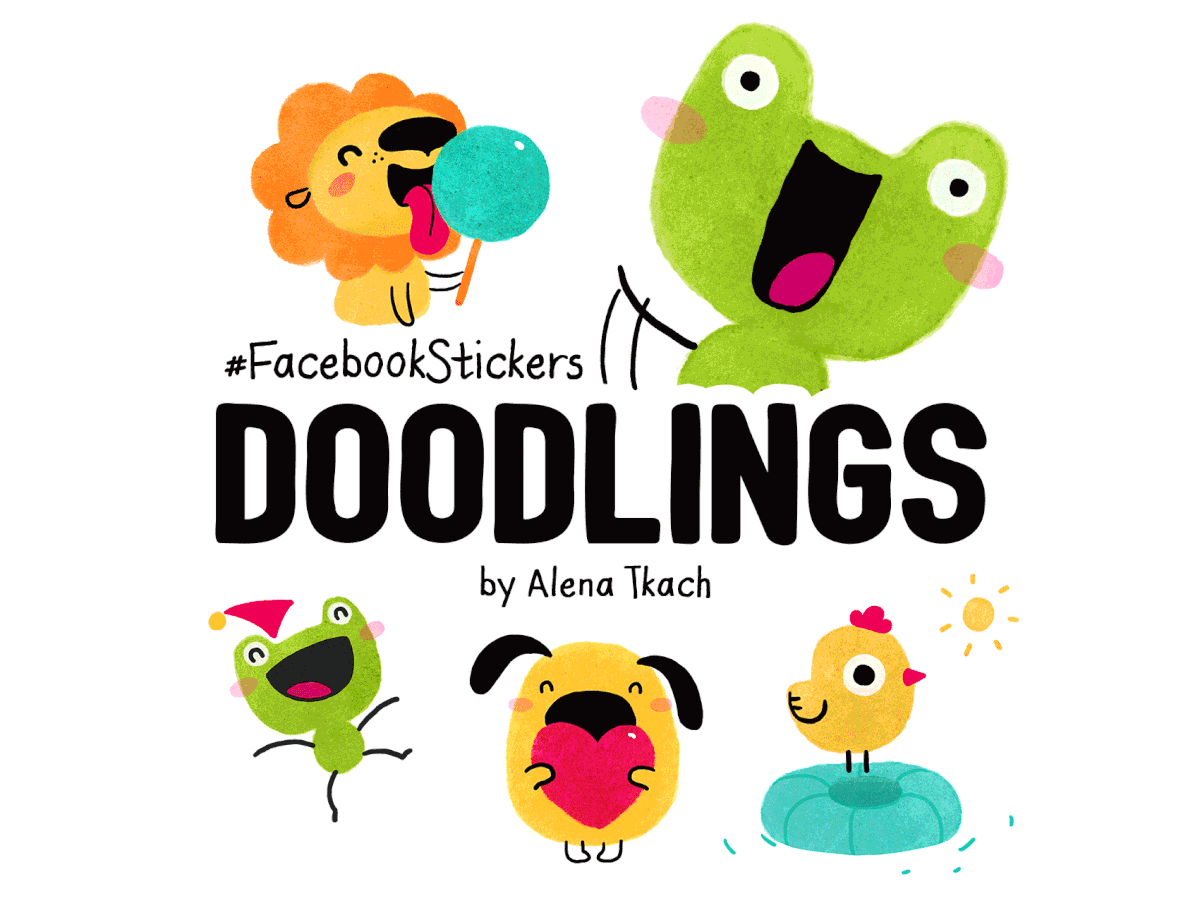 doodle animals sticker animation  doodlings Facebookstickers