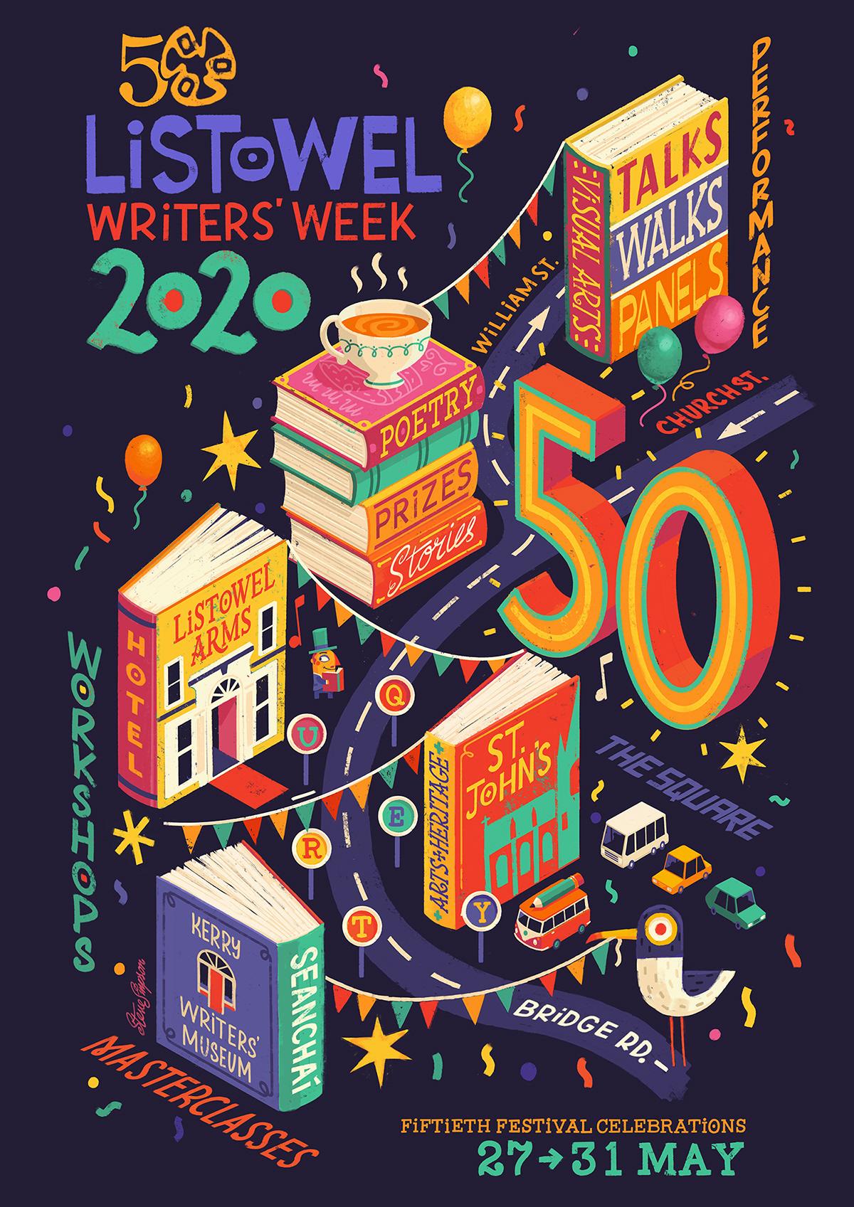 Listowel Writers' Week 2020 poster illustration by Steve Simpson