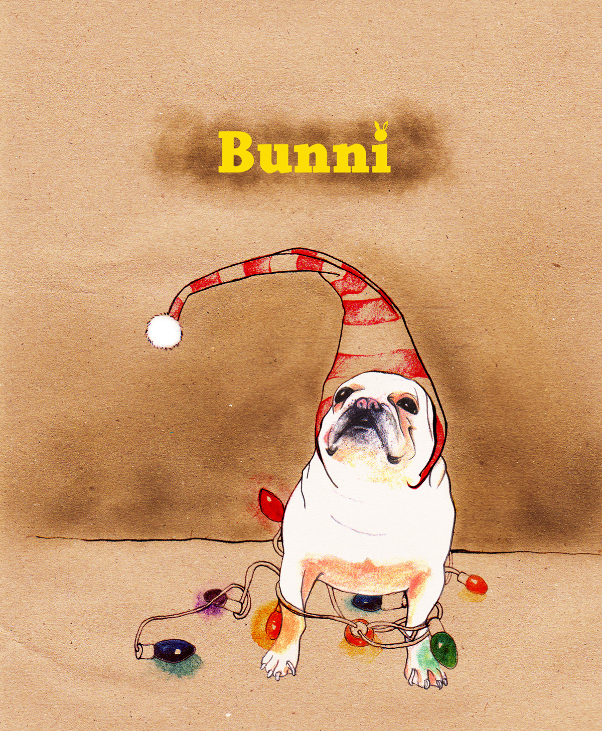 French Bulldog bunni colored pencil